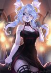 2022 5_fingers anthro blue_eyes blue_hair breasts canid canine claws clothed clothing digital_media_(artwork) female fingers hair hi_res looking_at_viewer mammal smile sorafoxyteils standing 