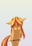  2022 anthro anthrofied black_clothing black_underwear blonde_hair blonde_mane blush bottomless breasts clothed clothing digital_drawing_(artwork) digital_media_(artwork) equestria_girls equid equine eyes_closed female friendship_is_magic fur grey_background hair hair_between_eyes hasbro hi_res horse howxu mammal mane multicolored_hair multicolored_mane multicolored_tail my_little_pony nipples nude panties pony pulling_panties_down red_hair red_mane red_tail seductive simple_background solo sunset_shimmer_(eg) tan_body tan_ears tan_fur tan_inner_ear topless underwear undressing yellow_tail 