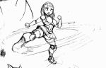  2020 action_pose angry black_and_white bottomwear breasts clothing courtney_gears female fighting_pose fist humanoid machine monochrome no_irises no_pupils omegasunburst pose ratchet_and_clank robot sketch skirt solo sony_corporation sony_interactive_entertainment spin_kick traditional_media_(artwork) video_games 