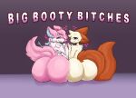  &lt;3 anthro big_butt braixen breasts butt duo eeveelution female generation_6_pokemon hybrid kittyfox looking_at_viewer looking_back mammal nilly_(nillykfox) nillykfox nintendo pokemon pokemon_(species) selma_(thelastsylvixen) sepiakfox sitting sylveon text tuft video_games wide_hips 