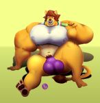  4_toes anthro balls_outline big_bulge big_muscles black_nose brown_hair brown_tail_tuft bulge clothing feet felid food fur genital_outline hair hi_res holding_food holding_object holding_popsicle huge_bulge huge_muscles huge_pecs hyper hyper_muscles leaning_on_arm lion lips male mammal max_(paddle_pop) muscular muscular_anthro muscular_male navel nipple_outline paddle_pop pantherine pawpads popsicle purple_clothing purple_thong purple_underwear ritzberetta shadow shirt simple_background sitting solo t-shirt tan_body tan_fur thong toes topwear underwear white_clothing white_shirt white_t-shirt white_topwear wide_eyed yellow_background 