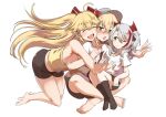 3girls admiral_hipper_(azur_lane) antenna_hair azur_lane blonde_hair bluecher_(azur_lane) blush closed_eyes cross green_eyes hat hug hug_from_behind iron_cross little_prinz_eugen_(azur_lane) long_hair looking_at_another multicolored_hair multiple_girls one_eye_closed open_mouth peaked_cap smile split-color_hair steed_(steed_enterprise) streaked_hair two_side_up yellow_eyes younger 