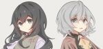  2girls black_hair capelet dress grey_eyes haru_(len&#039;en) jian_xing_zao len&#039;en long_hair multiple_girls neckerchief shitodo_hoojiro short_hair upper_body white_hair 