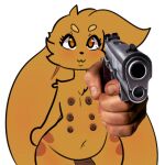  :3 anthro belly big_butt blush brown_body brown_ear brown_eyes brown_fur brown_hair butt chest_tuft curvy_figure dark_nipples eyelashes fur genitals gesture girly gun hair holding_gun holding_object holding_weapon long_ears looking_at_viewer male markings meme multi_nipple multicolored_body multicolored_fur navel nipples penis pointing pointing_at_viewer ral raljoy ranged_weapon slightly_chubby smile smug solo tojol tuft two_tone_body two_tone_fur voluptuous weapon 