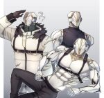  big_pecs biker_jacket clothed clothing cybernetics cyborg hi_res howondubu0908 humanoid looking_at_viewer machine male mask muscular muscular_male pecs pose robot sitting sleeveless topless 