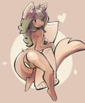  anthro arched_back backsack balls body_pillow dawn_6e736677 felid feline fur genitals girly hugging_pillow long_tail looking_at_viewer male mammal nude one_eye_closed pillow simple_background solo tan_body tan_fur wink 