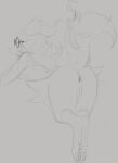  2022 4_toes accessory anthro anus bent_over biped bow_(feature) bow_accessory bow_ribbon braixen butt canid canine canis cheek_tuft chest_tuft claws clothing digital_drawing_(artwork) digital_media_(artwork) digitigrade eeveelution eyewear facial_tuft fan_character feet female fingers fluffy fluffy_tail fox full-length_portrait fur generation_6_pokemon genitals glasses greyscale hair hair_accessory hair_bow hair_ribbon humanoid_genitalia humanoid_pussy hybrid inner_ear_fluff looking_back mammal monochrome mostly_nude nintendo nirufin nude pawpads paws pokemon pokemon_(species) portrait presenting presenting_anus presenting_hindquarters presenting_pussy pussy rear_view ribbons simple_background sketch smile solo sylveon toe_claws toes tuft video_games 