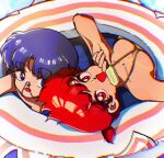  2girls blue_eyes blue_hair breasts food happy highres looking_at_another looking_at_viewer luuxiriver multiple_girls open_mouth popsicle ranma-chan ranma_1/2 red_eyes red_hair saotome_ranma tendou_akane water 
