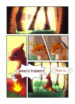  bodily_fluids charmeleon comic crying darrow0 english_text fire forest generation_1_pokemon generation_2_pokemon hi_res nintendo plant pokemon pokemon_(species) quilava speech_bubble tears text tree video_games yuel 