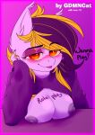  absurd_res anthro areola bat_pony blush body_writing breasts clothed clothing ear_tuft equid equine exposed_breasts eyeshadow fan_character fangs female goddamncat hasbro hi_res horny lidded_eyes looking_at_viewer makeup mammal my_little_pony nipples open_clothing open_shirt open_topwear pullover shirt smile smiling_at_viewer smirk solo sweater tongue tongue_out topwear tuft 