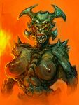  anthro bone breasts deity demon fantasy female horn humanoid multi_eye neurodyne nipples solo teeth unknown_species 