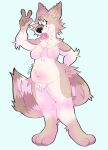  anthro big_ears blush canid canine canis domestic_dog female fluffy hi_res karnii long_tail mammal paws piercing shaded soft soft_shading solo tongue tongue_out wolf 