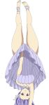  armpits artist_request bare_arms bare_legs bare_shoulders breasts dress feet highres long_hair looking_at_viewer lycoris_recoil purple_dress purple_eyes purple_hair purple_skirt quinella skirt sword_art_online sword_art_online:_alicization toes upside-down very_long_hair 