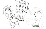  2022 ambiguous_form black_and_white dialogue english_text equid equine female fluttershy_(mlp) friendship_is_magic mammal meme monochrome my_little_pony nude pathetic_(meme) pegasus shoutingisfun sketch sketch_page smile solo text wings 