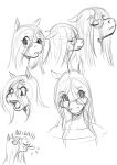  2021 absurd_res angry anthro chochi equid equine eyewear female glasses hair hi_res horse long_hair lovely_pets mammal multiple_images open_mouth sketch smile solo tongue tongue_out 