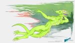  abstract_background anthro dragon female gesture green_body hi_res horn hynvale licking long_ears looking_at_another muscular muscular_anthro muscular_female pinup pose radiation radioactive scalie shikigomi solo spikes tail_motion tailwag tongue tongue_out western_dragon 