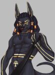  absurd_res anthro anubian_jackal athletic canid canine canis dreadlocks ears_up facial_piercing first_person_view gold_nipples hi_res jackal khet_amin leash leash_pull leashed_pov male mammal markings muscular navel navel_piercing nose_piercing nose_ring piercing ring_piercing solo unichromacorn 