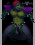  alligator alligatorid anthro big_pecs big_penis crocodilian five_nights_at_freddy&#039;s five_nights_at_freddy&#039;s:_security_breach genitals green_body hair hi_res kato200_0 male montgomery_gator_(fnaf) muscular muscular_male pecs penis red_eyes red_hair reptile scalie scottgames solo suggestive_dialogue tongue tongue_out video_games 