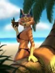  2022 alcohol animal_crossing anthro audie_(animal_crossing) beach beverage black_clothing black_swimwear blonde_hair blue_eyes blurred_background breasts canid canine canis claws clothing cocktail container cup digital_media_(artwork) eyebrows eyewear eyewear_on_head female fox fur hair hi_res holding_object looking_at_viewer mammal nintendo orange_body orange_fur palm_tree plant raised_arm sand sea seaside sky smile smiling_at_viewer solo stockinger sunglasses sunglasses_on_head swimwear tree video_games water 