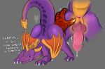  activision all_fours anus blush butt claws dragon english_text feral flushed hand_on_butt hi_res horn ignitus jack-o&#039;_pose knot male pose purple_body scalie smile spyro_the_dragon text video_games western_dragon wings zyria 