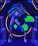  acidblue anthro blacklight clubbing clubkid dancing digital_media_(artwork) female huionkamvaspro22 hybrid manedwolf/raccoon painttoolsai solo wolfencoon woofiebrisbane 