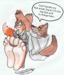  anthro barefoot claws clothing diane_foxington dominant dominant_male dreamworks duo english_text feet female foot_fetish foot_focus foot_on_face foot_play foot_sniff foot_sniffing hi_res male male/female male_feet mr._wolf_(the_bad_guys) paws simple_background skonczonyidiota sniffing soles submissive submissive_female teasing text the_bad_guys toes uniform white_background wiggle 