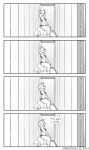  2021 absurd_res amy_(canisfidelis) anthro black_and_white canid canine canis canisfidelis clothed clothing comic dialogue digital_drawing_(artwork) digital_media_(artwork) dressing_room_(disambiguation) english_text extended_arms female four_frame_image frilly frilly_bra frilly_clothing hands_on_thighs happy hi_res looking_around looking_back looking_up mammal monochrome oblivious sitting smile solo speech_bubble text wolf young 