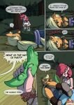  absurd_res anthro anthrofied applejack_(mlp) blonde_hair bound breasts comic dialogue duo english_text equid equine friendship_is_magic hair hi_res kevinsano mammal my_little_pony pinkie_pie_(mlp) text 