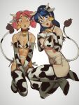  2girls :d absurdres animal_ears animal_print bell belt_collar bikini blue_eyes blue_hair blush breast_suppress breasts chinese_zodiac cleavage collar cow_ears cow_horns cow_print cow_tail cowbell ear_tag elbow_gloves fake_animal_ears fake_horns fake_tail garter_belt gloves highres hinata_aki hinata_natsumi horns keroro_gunsou large_breasts long_hair looking_at_viewer medium_breasts mossacannibalis multiple_girls neck_bell open_mouth pink_eyes pink_hair simple_background smile swimsuit tail thighhighs twintails white_background white_gloves wide-eyed year_of_the_ox 