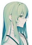  1other ambiguous_gender androgynous bangs blush closed_mouth commentary_request enkidu_(fate) fate/extra fate/extra_ccc fate/grand_order fate/strange_fake fate/zero fate_(series) from_side green_eyes green_hair highres long_hair long_sleeves looking_at_viewer looking_to_the_side robe simple_background smile upper_body very_long_hair white_background white_robe x49xp 