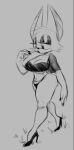  anthro big_breasts breasts chiropteran clothing female footwear gothmeup high_heels lingerie mammal midriff navel rouge_the_bat sega serleena_(men_in_black) solo sonic_the_hedgehog_(series) walking 