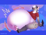  2021 anthro belly_noises bloated clothed clothing hi_res hyeanid male overeating pawpads paws raised_clothing raised_shirt raised_topwear ryukawa shirt sitting solo stuffing topwear 