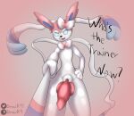  absurd_res animal_genitalia animal_penis anthro bdsm bondage bound canine_penis charming dominant draik eeveelution erection first_person_view fur generation_6_pokemon genitals hi_res knot leash leash_pull leashed_pov male nintendo nude penis pokemon pokemon_(species) solo submissive submissive_pov sylveon text video_games 
