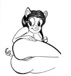 anthro black_hair breasts butt domestic_pig female genitals hair looney_tunes mammal monochrome nude petunia_pig pigtails pussy reddragonkan simple_background solo suid suina sus_(pig) traditional_media_(artwork) warner_brothers 