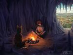  absurd_res anthro bethesda_softworks campfire cave chechil dark_elf dunmer duo elf felid female field field_background fire forest forest_background fungus hi_res humanoid khajiit male mammal morrowind mushroom nature nature_background plant sham_idi staff tera_art the_elder_scrolls tree vampire video_games 