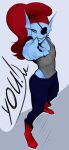  absurd_res clothed clothing curvy_figure deltarune disability eye_patch eyewear fakeanna female fish hi_res marine shark solo undertale undertale_(series) undyne undyne_the_undying video_games 