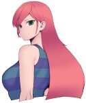  1girl breasts doraemon doraemon:_nobita_to_tetsujin_heidan eyes_visible_through_hair from_side green_eyes looking_at_viewer medium_breasts red_hair riruru solo spacezin striped striped_tank_top tank_top upper_body 