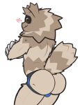  absurd_res anthro brown_body brown_eyes brown_fur bulge butt clothing crossed_arms fur generation_3_pokemon hi_res jockstrap male nintendo palchamon pokemon pokemon_(species) simple_background smile solo underwear video_games zigzagoon 