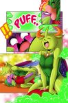  amphibian anthro anthro_on_anthro arthropod blush boastudio changeling colored comic dragon friendship_is_magic frog genitals green_body hasbro hi_res kissing male male/male my_little_pony nude penis spike_(mlp) thorax_(mlp) transformation 