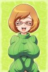  ! 1girl :o artist_request blush bob_cut breasts brown_hair closed_eyes commentary_request highres large_breasts nikki_(swapnote) non-web_source open_mouth paper pencil ribbed_sweater short_hair sketch solo source_request swapnote sweater 