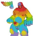  anthro colored digital_media_(artwork) erection genitals hi_res humanoid male monster multicolored_penis nipples penis popit rainbow ribbed_penis simple_background solo thrashthrash white_background 