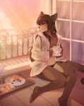  2022 5_fingers anthro breasts brown_hair clothed clothing digital_media_(artwork) domestic_cat eyebrows eyelashes feet felid feline felis female fingers fumiko hair hi_res mammal smile toes 