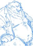  2022 anthro belly ben_(zenless_zone_zero) big_belly humanoid_hands kemono male mammal moobs navel nipples overweight overweight_male simple_background sketch solo totemoii_029 ursid zenless_zone_zero 