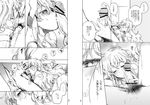  1girl blush censored comic couple doujinshi fellatio greyscale handjob hetero kanke_(yonkuma) kiss licking monochrome nia_teppelin oral penis penis_kiss penis_on_face pubic_hair simon tengen_toppa_gurren_lagann tongue translated 