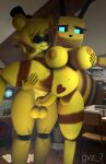  3d_(artwork) absurd_res animatronic arthropod bee bee_(minecraft) big_breasts breasts digital_media_(artwork) duo female female/female five_nights_at_freddy&#039;s genitals golden_fredina_(cally3d) gvz_7 gynomorph gynomorph/female hi_res hymenopteran insect intersex intersex/female machine microsoft minecraft mojang pussy robot scottgames smile source_filmmaker video_games xbox_game_studios 