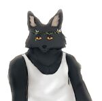  black canid canine clothing fox fur male mammal shirt solo tank_top throken topwear yellow_eyes 