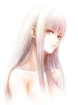  1girl closed_mouth collarbone grey_eyes long_hair looking_at_viewer nude original portrait simple_background solo straight_hair sushi_(sashimise) very_long_hair white_background white_hair 
