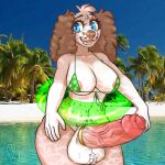  accessory anthro balls beach big_balls big_breasts big_nose big_penis bikini bikini_top bird_dog blue_eyes breasts brown_body brown_fur canid canine canis cavalier_king_charles_spaniel chostrawbie clothing cock_ring curled_hair domestic_dog flotation_device food foreskin fruit fur genitals gynomorph hair hi_res huge_balls huge_penis humanoid_genitalia hunting_dog hyper hyper_balls hyper_genitalia hyper_penis intersex jewelry kiwifruit mammal navel nipple_slip penis penis_accessory penis_jewelry phoebe_(chostrawbie) plant seaside smile solo spaniel spots swimwear thick_thighs toy_dog vein veiny_penis white_body white_fur wide_hips wide_thighs 