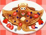  :3 big_man_(splatoon) blueberry_(fruit) butter cream_(disambiguation) dairy_products electrafirefly food fruit hi_res nintendo pancake plant plate shaped_food solo splatoon strawberry syrup video_games zero_pictured 