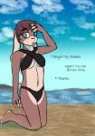  absurd_res anthro beach bikini breasts clothed clothing cloud dialogue female hi_res lagomorph leporid mammal ms_hopsworth(shleepdog) rabbit sea seaside shleepdog skimpy skimpy_bikini skimpy_swimwear sky solo suggestive swimwear under_boob water 